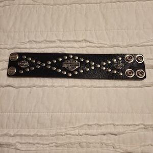 Harley-Davidson Black Leather Studded Bracelet